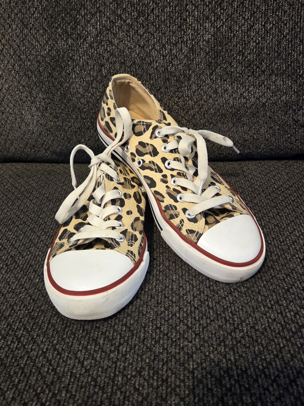 Leopard Print Low-Top Canvas Sneakers Size 8